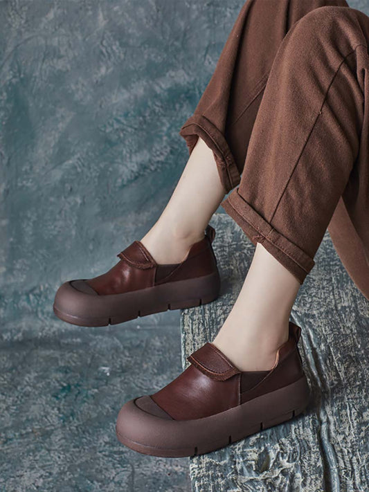 Women Autumn Stylish Genuine Leather Platform Shoes AT1069