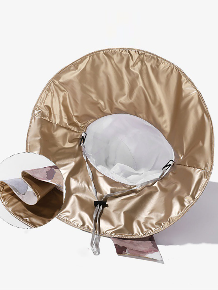 Sonnenfester Hut mit Schleife im Farbblockdesign für Damen