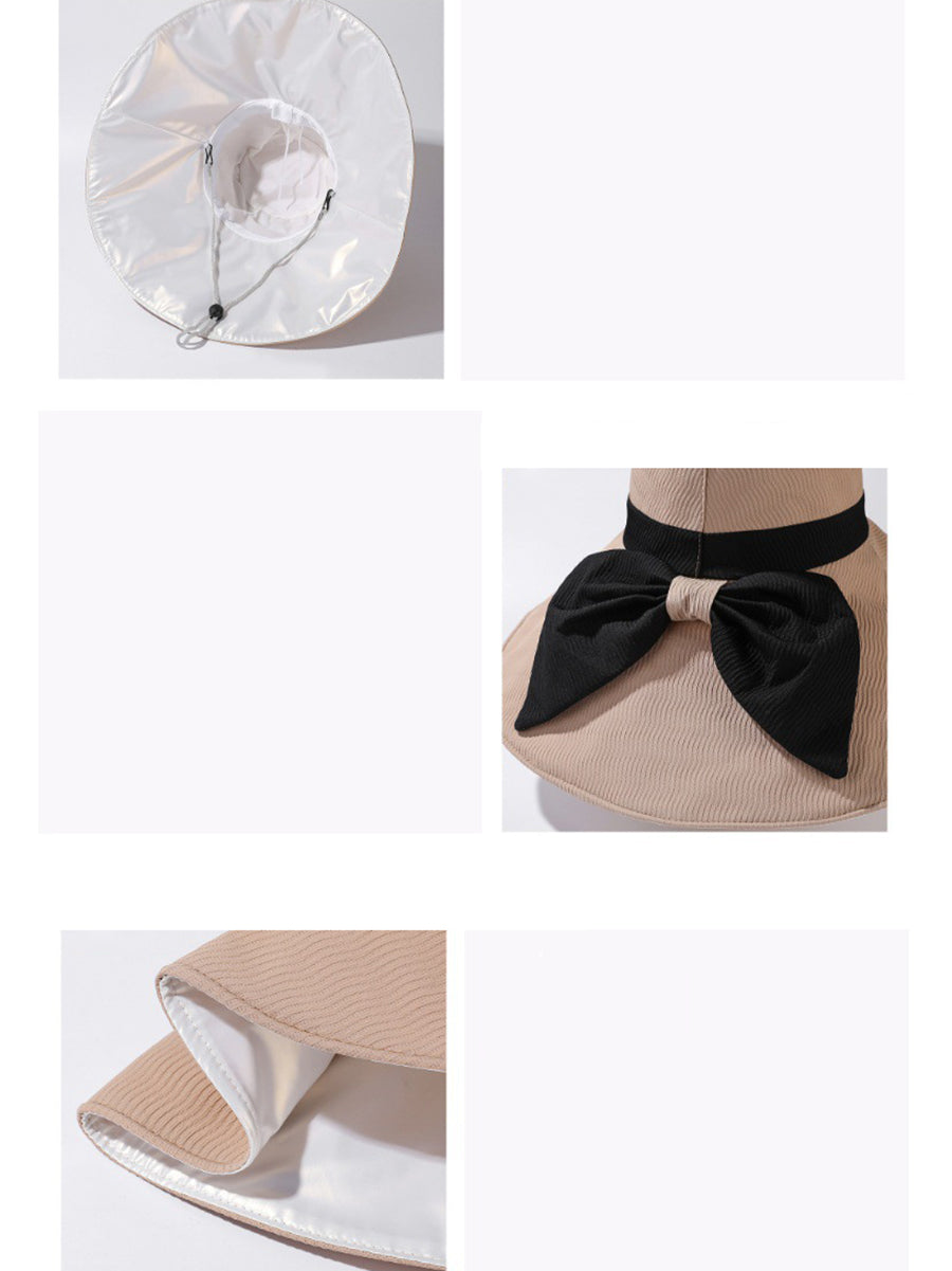 Women Summer Colorblock Sunproof Bowknot Hat QW1022