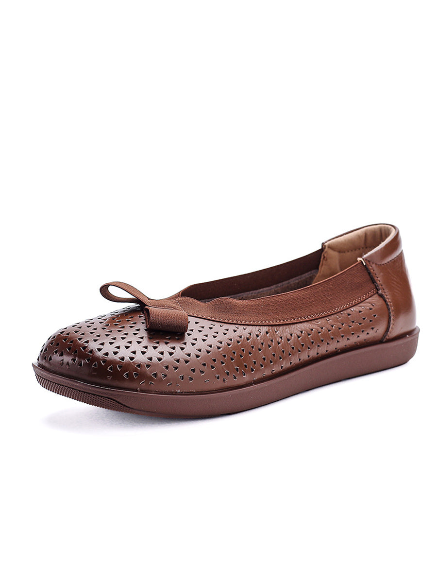 Genuine Leather Women Shoes Casual Soft Flat