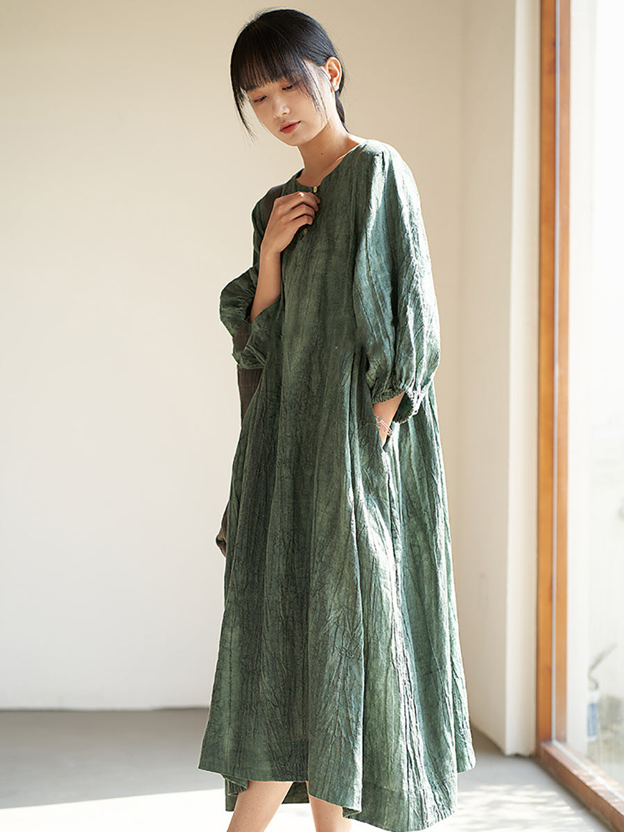 Robe d'été ample en lin uni vintage pour femme ZZ1037