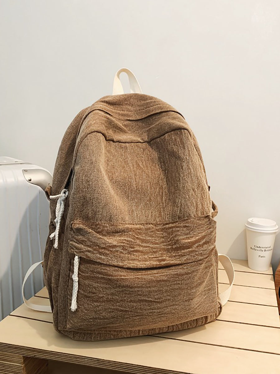 Couple Casual Solid Canvas Zipper Backpack XX1045