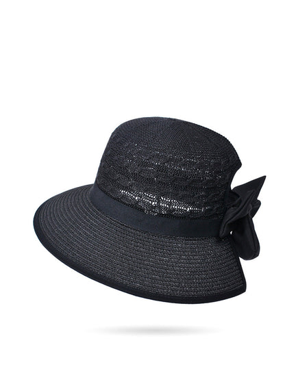 Women Summer Casual Straw Weave Bowknot Sunproof Hat CC038