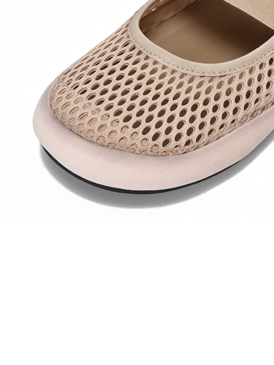 Chaussures d'été en cuir à talons bas pour femmes