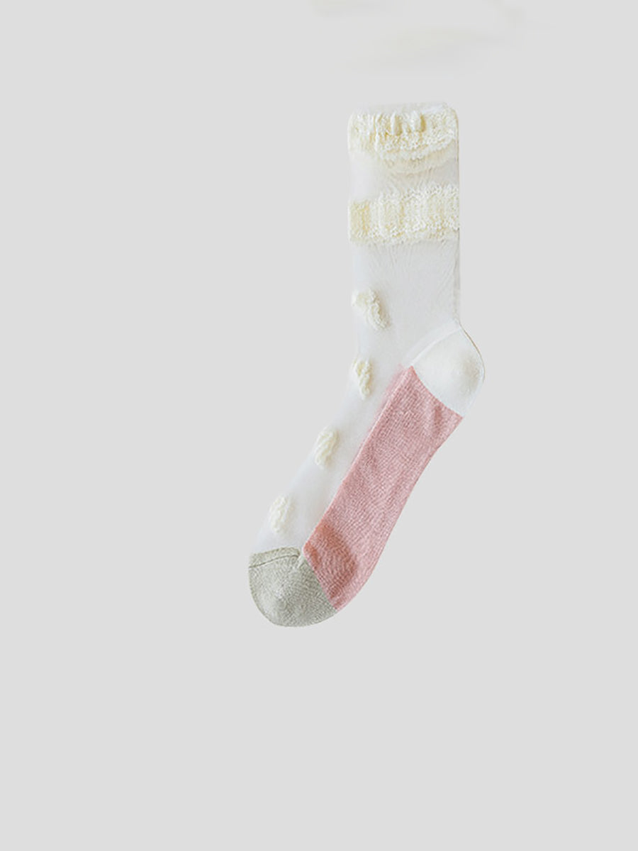 Lot de 3 paires de chaussettes fines en dentelle florale élégante pour femmes ZZ1010