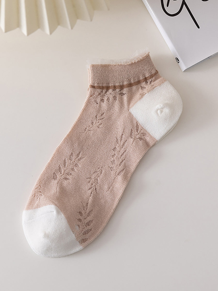 5 Paar dünne Damensocken mit Cut-outs für den Sommer II1032