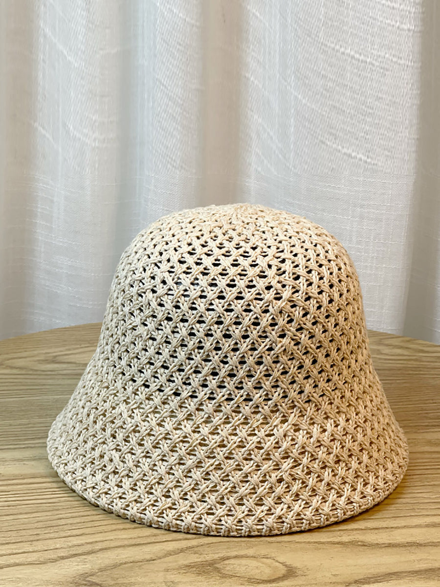 Damen Sommer Solid Weaven Bucket Hat WE1004 