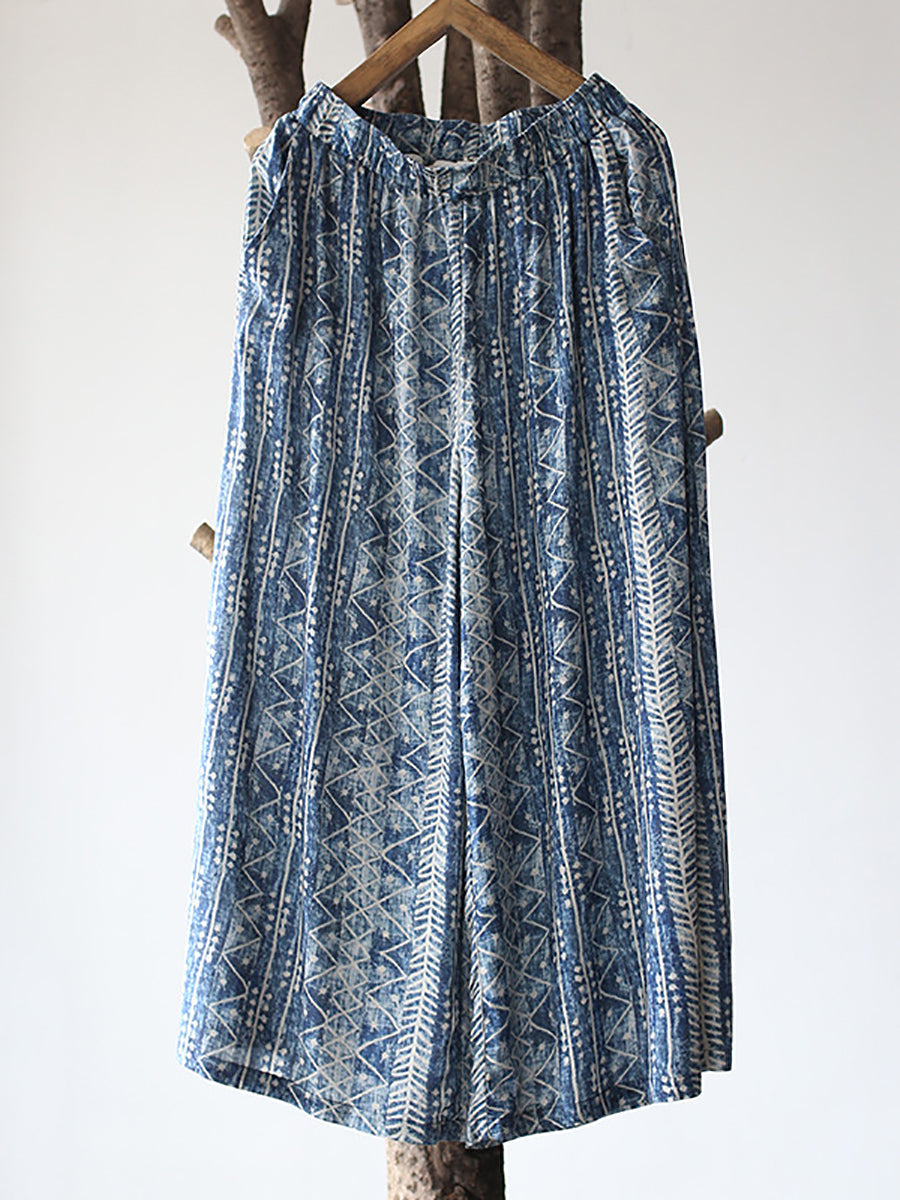 Damen Sommer Ethnisch Batik Weite Bein Lose Hose LL001