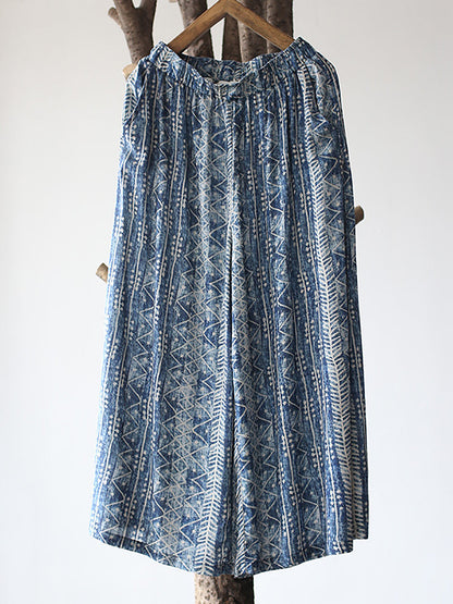 Women Summer Ethnic Batik Wide-leg Loose Pants LL001