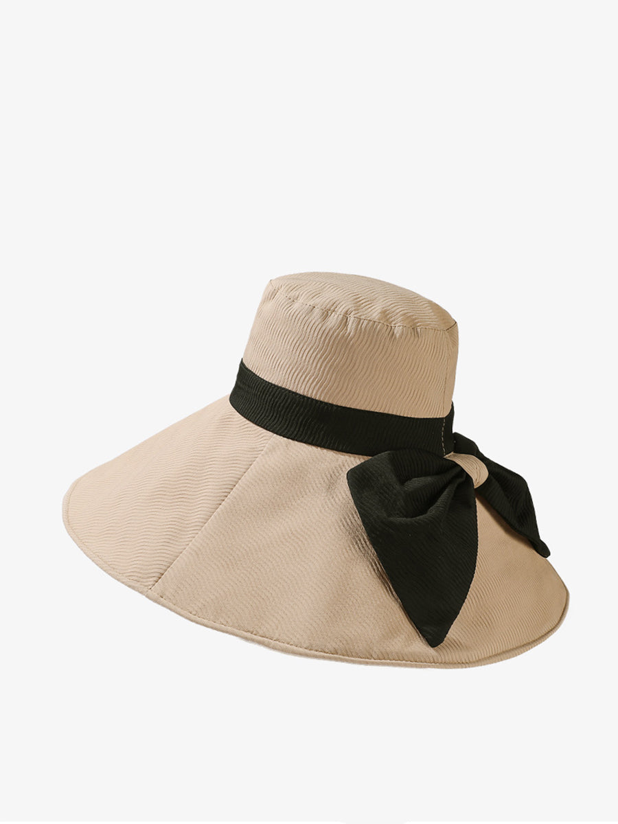 Women Summer Colorblock Sunproof Bowknot Hat QW1022