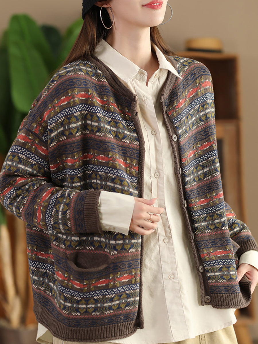 Pull cardigan en tricot de coton pour femme, automne AT1022 