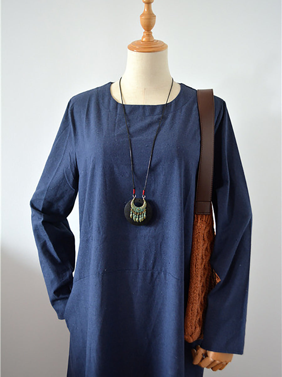 Women Ethnic Alloy Tassel Wooden Sweater Necklace CO1033