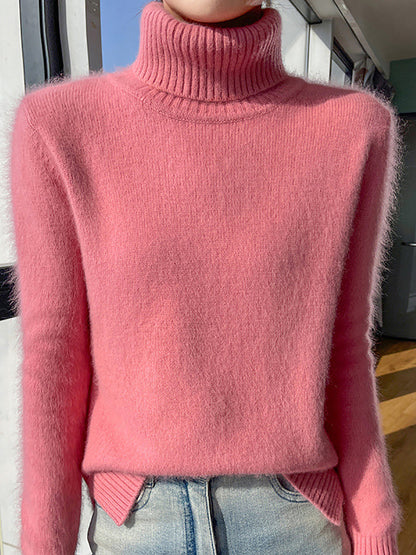 Women Autumn Turtleneck Soft Wool Solid Sweater BA1038