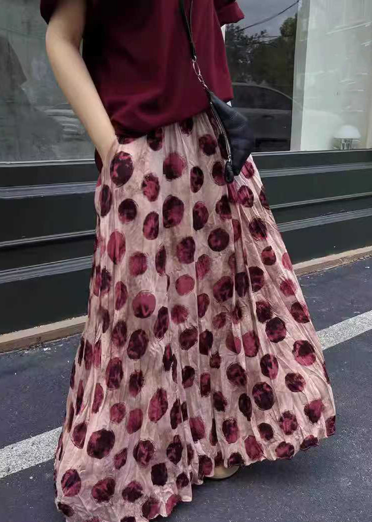 Taille Elastische Röcke Druck Baumwolle Rosa Sommer 