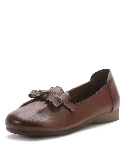 Women Summer Solid Bowknot Spliced Leather Shoes RR1049