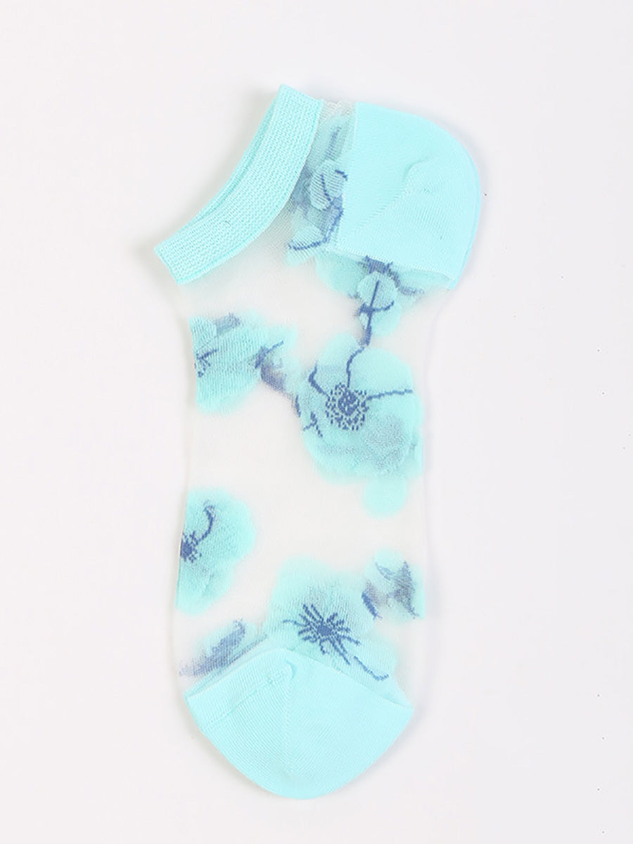 5 Paar Damen Sommer Blumen Dünne Kurze Socken CX019