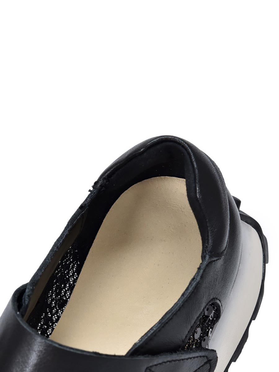 Women Summer Leather Spliced Mesh Sequin Platform Shoes XX1022