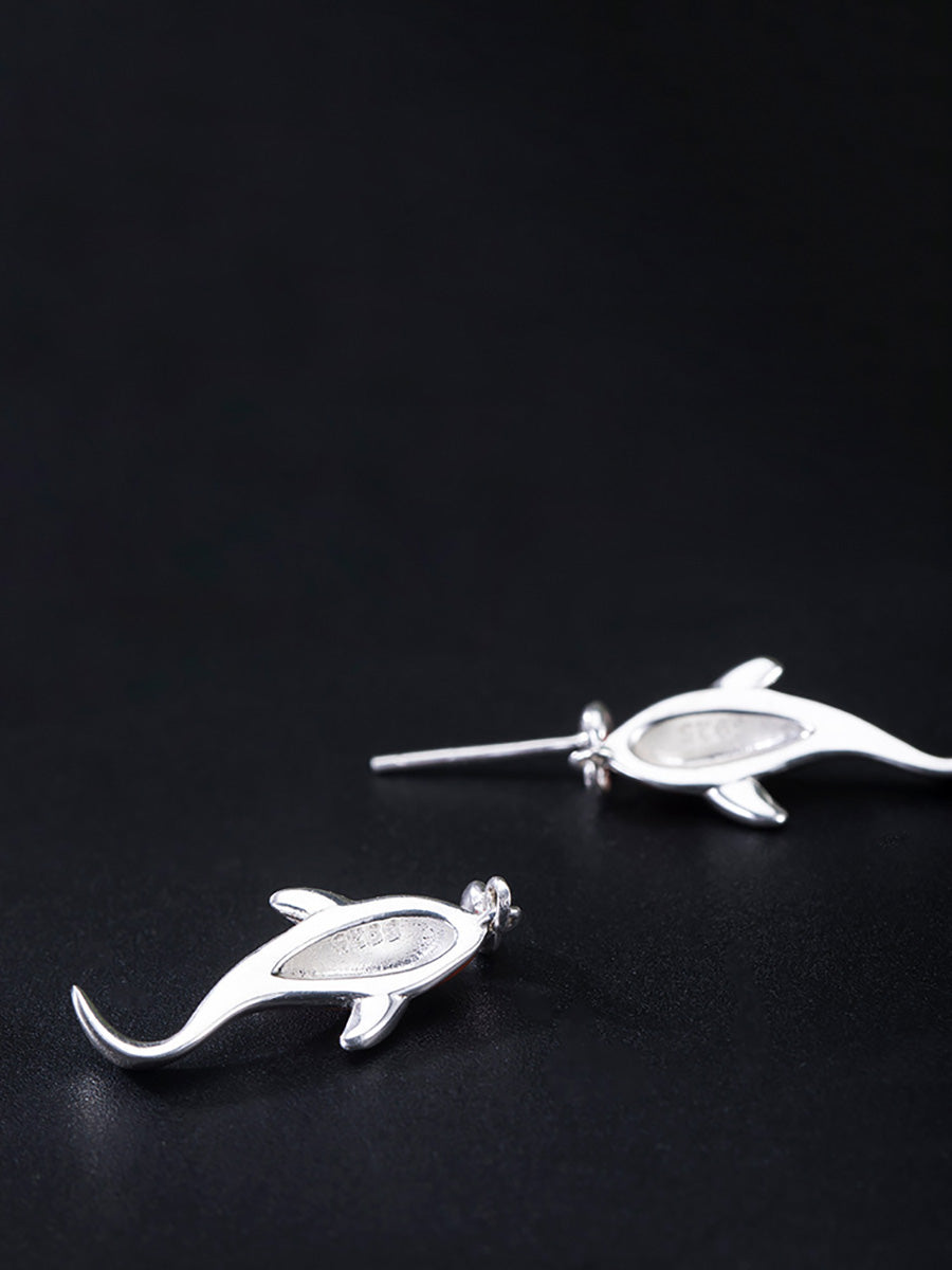 Boucles d'oreilles pendantes en argent et motif koi rouge pour femmes AI1023