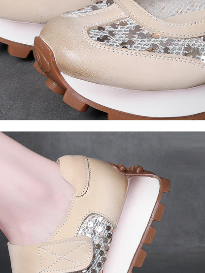 Women Summer Casual Leather Mesh Spliced Platform Shoes UI1028