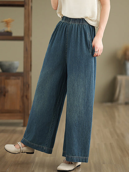 Women Artsy Summer Loose Denim Wide-leg Pants AS1031