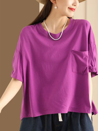 Women Summer Casual Solid Loose Cotton Shirt TY1004