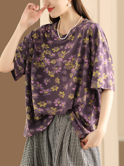 Women Casual Summer Floral Cotton Shirt AA1035