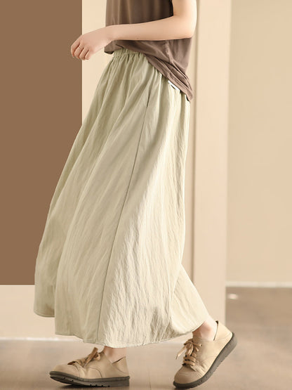 Women Summer Casual Solid Cotton A-shape Skirt KL1014