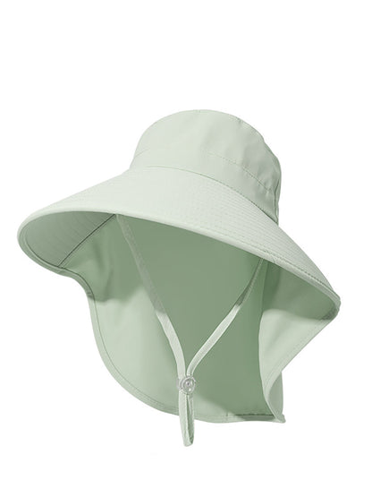 Women Summer Solid Large Brim Neck Guard Sunproof Hat WE1005