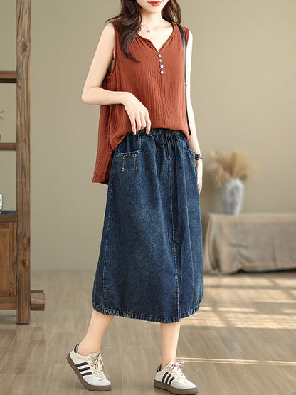 Women Summer Casual Denim Skirt KL1036