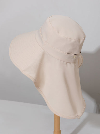 Women Summer Solid Large Brim Neck Guard Sunproof Hat WE1005