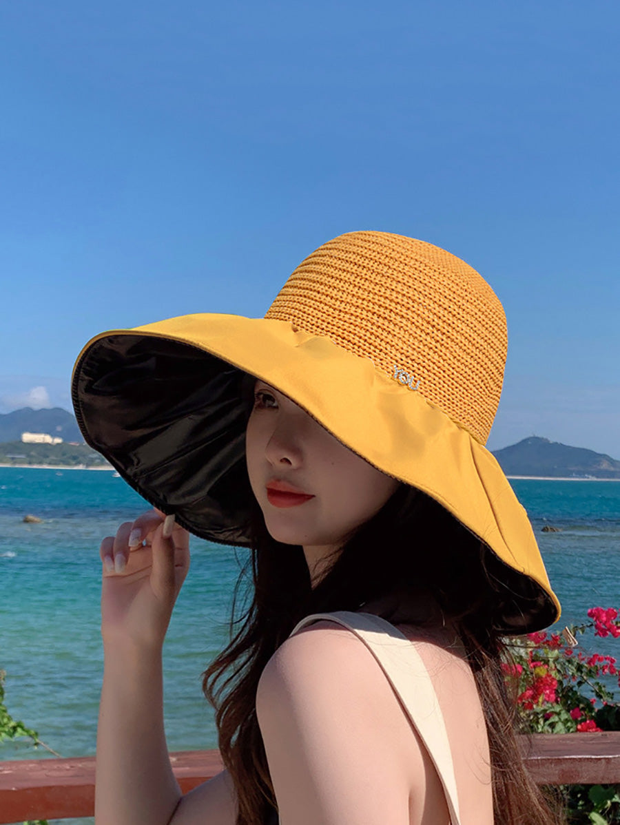 Chapeau de soleil uni épissé à la mode d'été pour femmes CC011