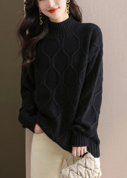 Women Coffee Turtleneck Cotton Knit Sweaters Winter WD040