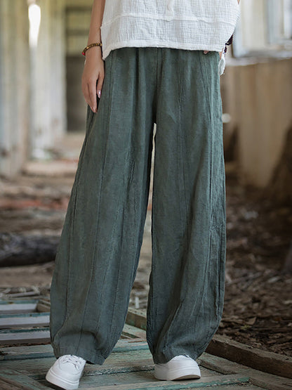 Women Vintage Autumn Tie-dye Ramie Harem Pants AT1085