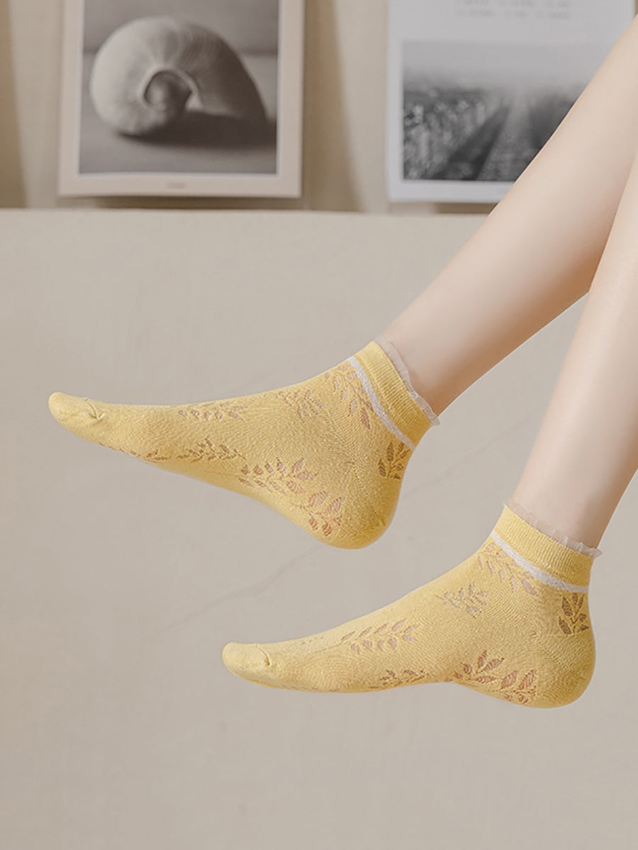 5 Pairs Women Artsy Summer Thin Cutout Socks II1032