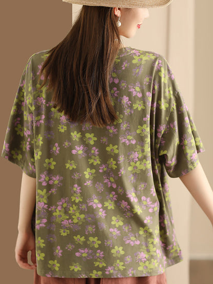 Women Casual Summer Floral Cotton Shirt AA1035