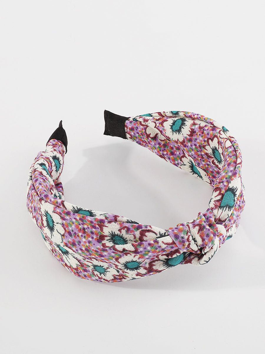 Women Artsy Floral Print Knot Hair Band KL1013