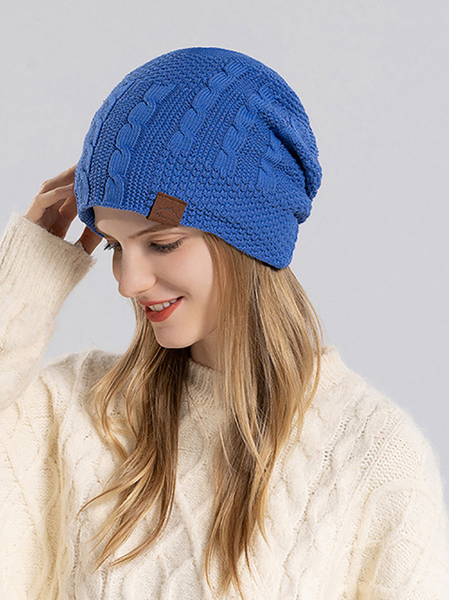 Women Winter Casual Fleece-lined Knit Solid Hat AH1066