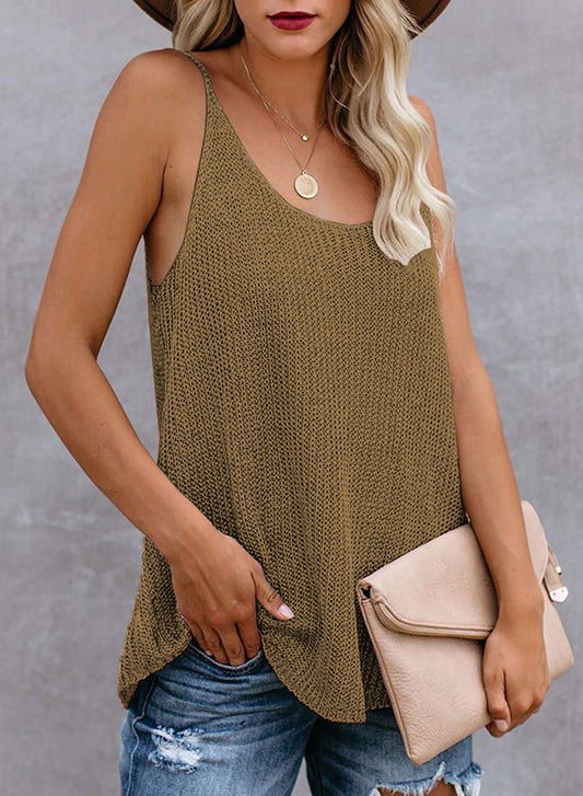 V Neck Cotton And Linen Linen Tank Top  WU67