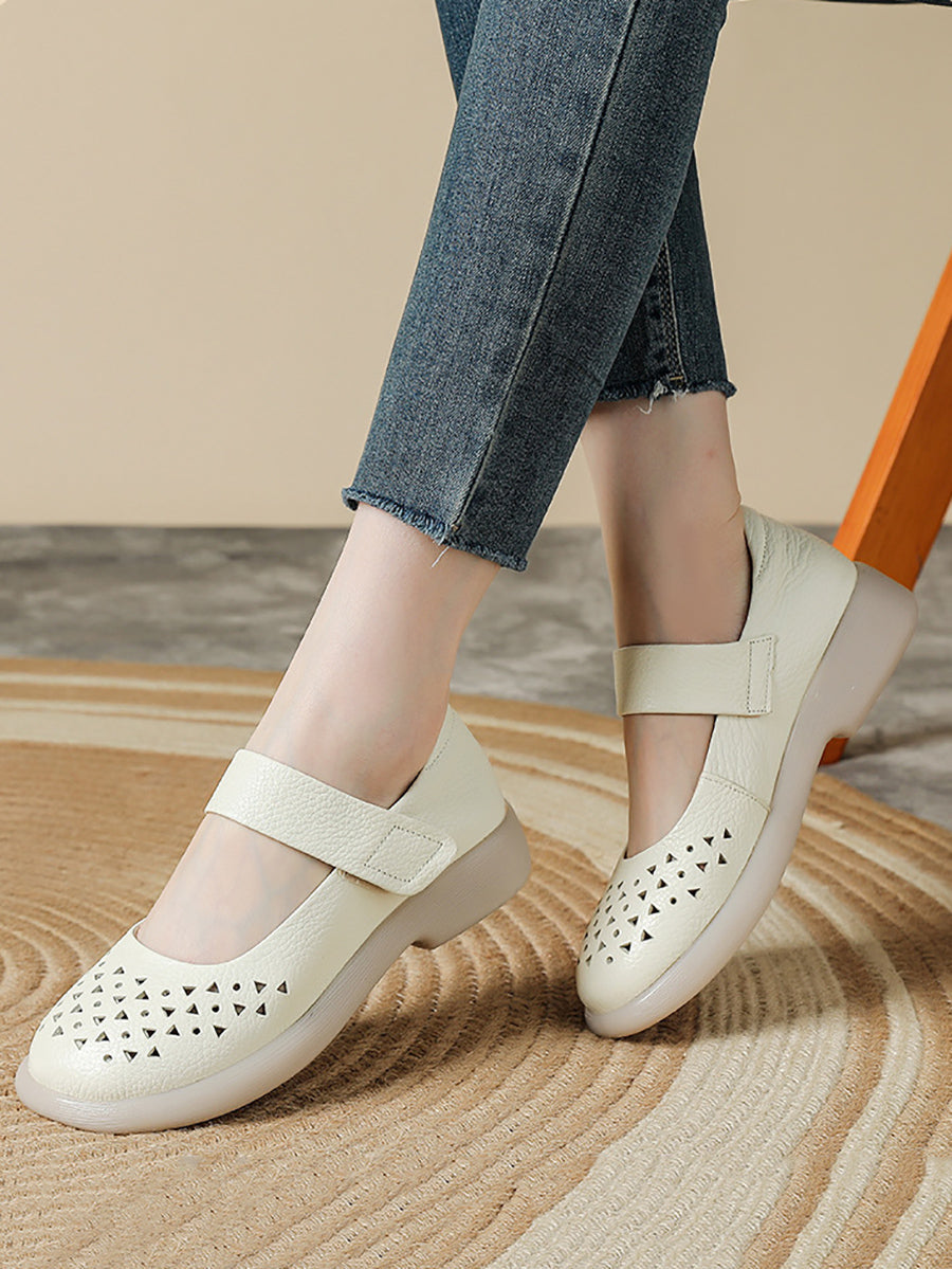 Shoes Leather Platfrom Out Vintage Hollow Women Summer