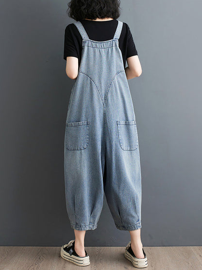 Women Summer Solid Casual Loose Denim Jumpsuits XX1050