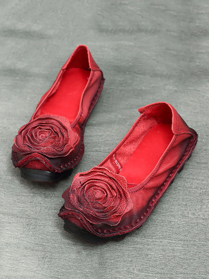 Women Summer Vintage Flower Leather Solid Shoes PP1033