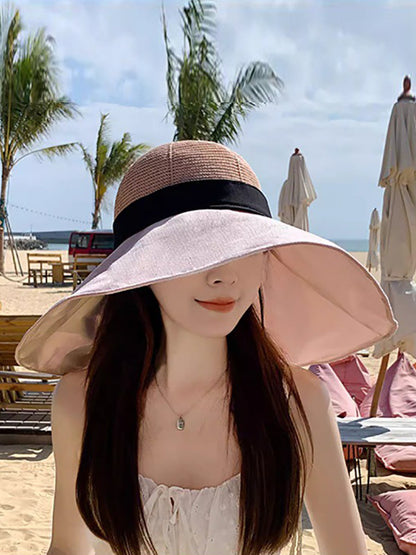 Women Casual Solid Large Brim Sunproof Hat XX1005