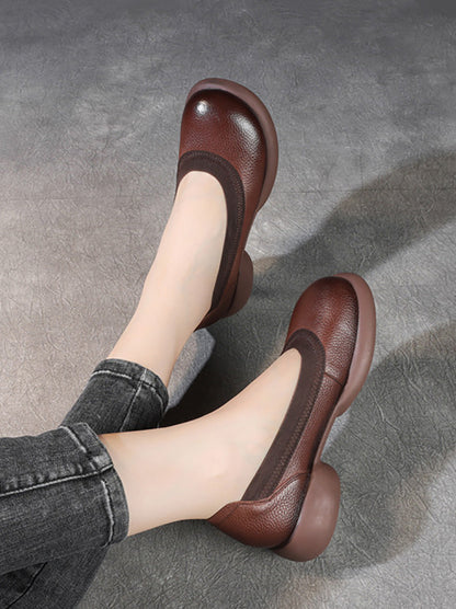 Women Casual Summer Genuine Leather Low Heel Shoes FD016