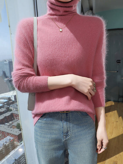 Women Autumn Turtleneck Wool Soft Warm Knit Sweater AV1029