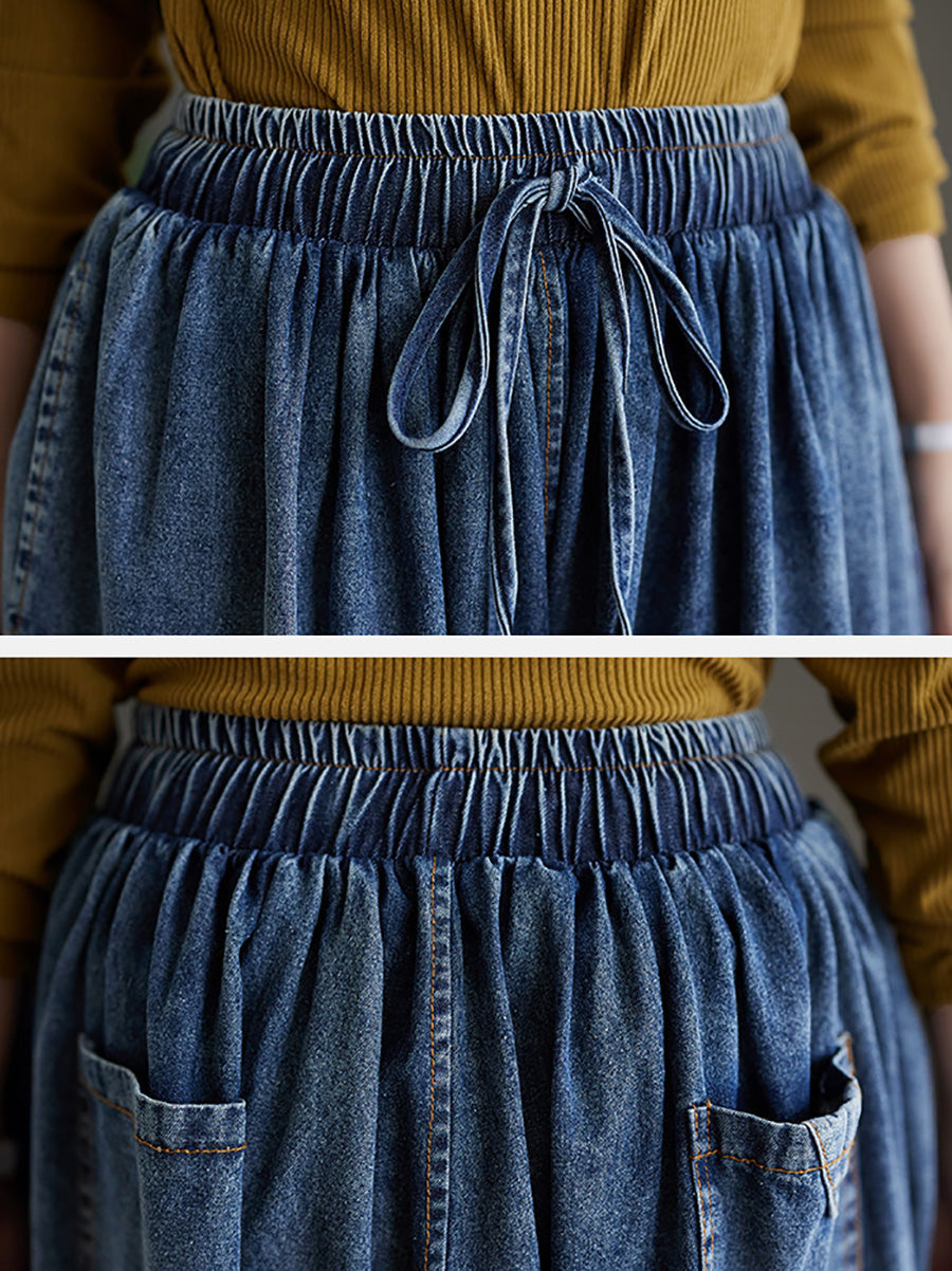 Women Summer Casual Washed Wide-leg Denim Pants CO1020