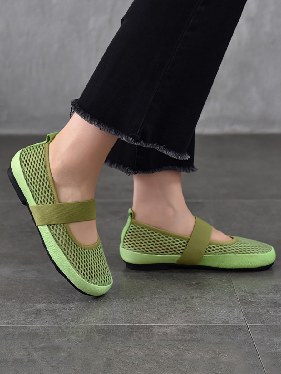 Chaussures d'été en cuir à talons bas pour femmes
