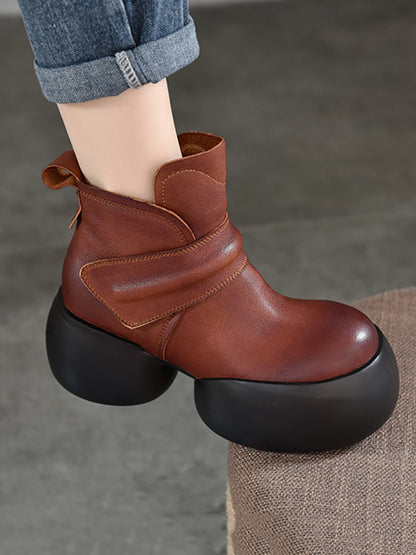 Women Fashion Soft Genuine Leather Platfrom Ankle Boots WG008