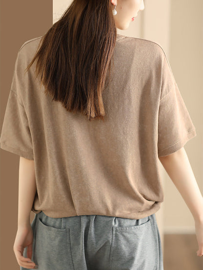 Women Summer Casual Drawstring Hem Cotton Shirt KL1040