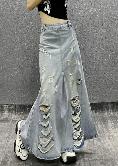 Chic Light Blue Pockets High Waist Denim Skirt Summer EE014