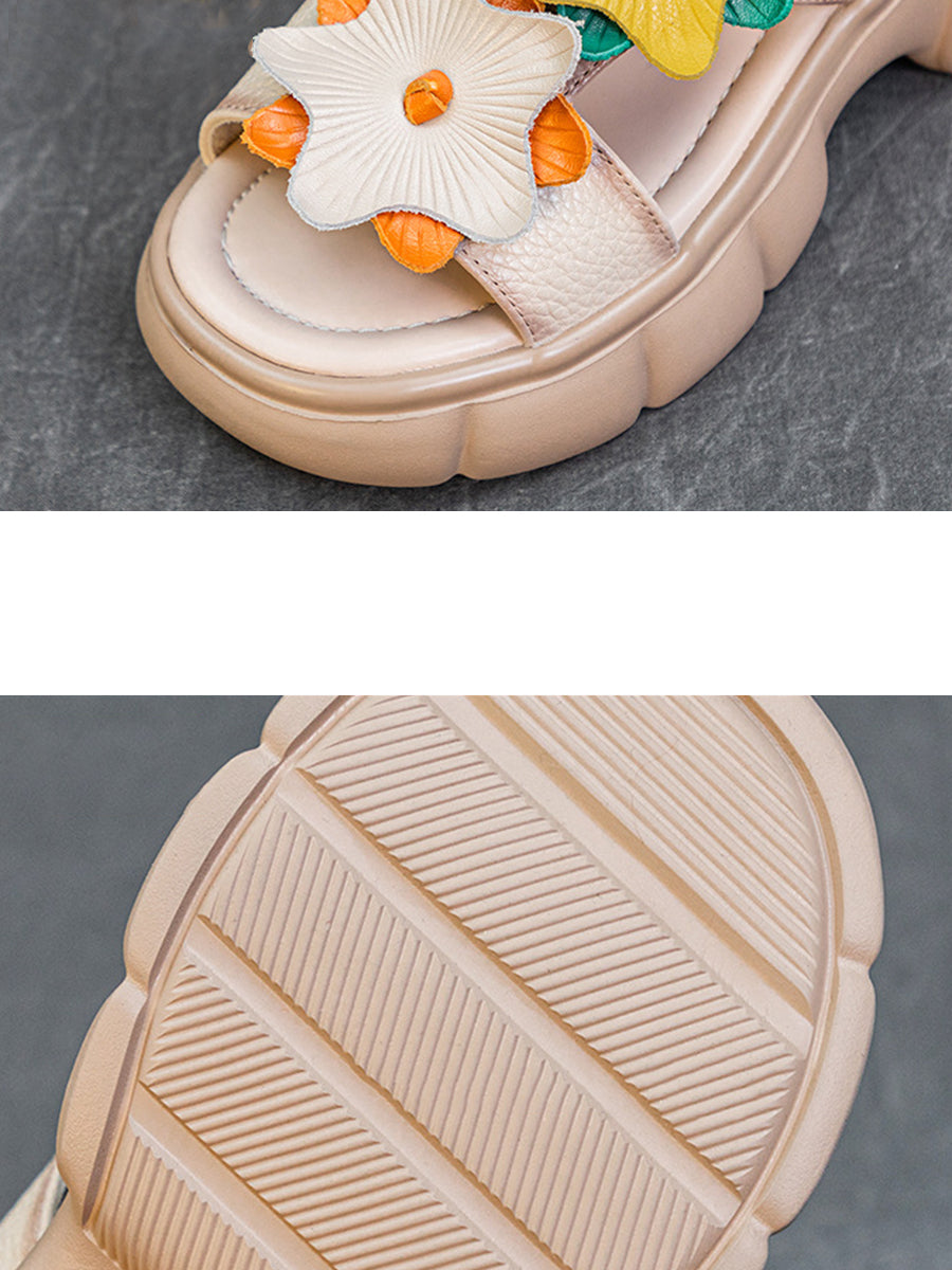 Women Summer Leather Spliced Star Platform Sandal TY1033